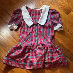 Plaid Kids Vintage Dress with White Collar size 4 by Carrousel